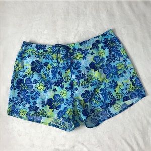BW Sport Blue Green Patterned Flower Floral Women's XL Swim Board Shorts